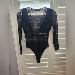 Elegant Black Lace Bodysuit Size Small